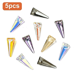 (52) Непрозрачная лаванда 5шт к9 стеклянные подвески со стразами, имитация австрийский хрусталь, граненые, треугольные, разноцветные, 18x8x4 мм, отверстие : 1.6 мм