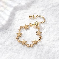 Звезда Регулируемые 304 цепные кольца из нержавеющей стали, цепные цепи, золотые, звезда, внутренний диаметр: 17.5~23.5 мм