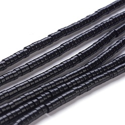 Black Onyx Нити бусин из натурального окрашенного и нагретого черного оникса, Heishi бусы, Плоский круглый / диск, 4~4.5x2.5 мм, отверстие : 0.7 мм, около 167 шт / нитка, 15.43 дюйм (39.2 см)