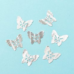925 Sterling Silver Plated Brass Pendants, Long-Lasting Plated, Cadmium Free & Lead Free, Hollow, Butterfly, 925 Sterling Silver Plated, 17x20x0.1mm, Hole: 1.2mm
