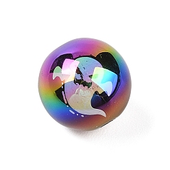 Разноцветный Хэллоуин УФ-покрытие акриловые бусины, раунд с призраком, красочный, 16 мм, отверстие : 2.8 мм