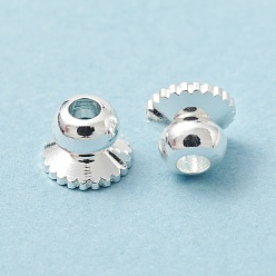 Серебро Покрытие стойки латунная крышка бусины, долговечный, без кадмия и без свинца, серебряные, 4x3 мм, отверстие : 1.2 мм