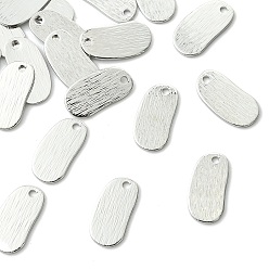 Platinum SHEGRACE Brass Pendants, Oval Charms, Stamping Blank Tag, Brushed Finish, Cadmium Free & Lead Free & Nickel Free, Platinum, 14.5x12.5x1mm, Hole: 1.4mm