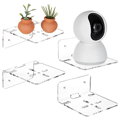 Прозрачный Акриловая настенная самоклеящаяся полка для камеры с железным винтом, для монитора, держатель маршрутизатора, прозрачные, 10x9.8x4.7 см