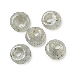 Лабрадорита Подвески-пончики из натурального лабрадорита/диска пи, 14~14.5x4 мм, отверстие : 4 мм