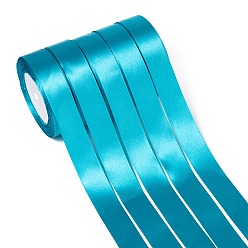 Deep Sky Blue Single Face Satin Ribbon, Polyester Ribbon, Deep Sky Blue, 1 inch(25mm) wide, 25yards/roll(22.86m/roll), 5rolls/group, 125yards/group(114.3m/group)