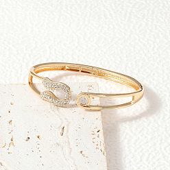 Другие Браслеты-манжеты из цинкового сплава со стразами для женщин, подкова, внутренний диаметр: 2-3/8 дюйм (6 см)