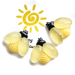 Желтый Светящиеся кабошонов смолы, светится в темноте, Пчелы, желтые, 30x30 мм