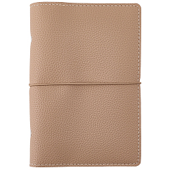 Tan Rectangle PU Leather 6-Ring Binder Planner, Refillable Organizer with Card Slots, Tan, 170~186x98~125x0.1~27mm