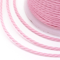 Pink Round Waxed Polyester Cord, Taiwan Waxed Cord, Twisted Cord, Pink, 1mm, about 12.02 yards(11m)/roll