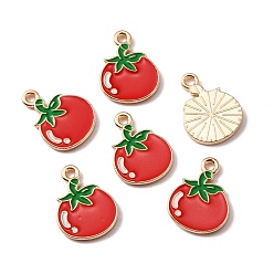 Красный Подвески из эмали и сплава, золотой свет, помидор, красные, 17x13x1.3 мм, отверстие : 1.6 мм, 10 шт / пакет