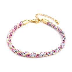 Бледно-Розовый 4браслеты из плетеного нейлонового шнура толщиной ⅛ дюйма, с латунными выводами и 304 застежками из лобстера из нержавеющей стали, долговечный, золотые, розовый жемчуг, 7-3/4 дюйм (19.7 см)