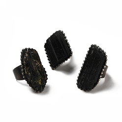 Турмалин Открытые кольца-манжеты с натуральным турмалином, старинное серебряное латунное и оловянное широкое кольцо для мужчин и женщин, без свинца и без кадмия, размер США 8 1/2 (18.5 мм)