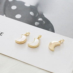 Белые Ракушки Натуральный белый оболочки подвески, прелести полумесяца, со сплавочной фурнитурой золотого цвета, 20x10 мм