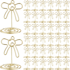 Flower 40Pcs Golden Iron Wire Note Holder, Desk Memo Stand, Flower, 34.5x32.5x50.5mm