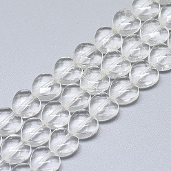 Other Watermelon Stone Glass Watermelon Stone Glass Beads Strands, Faceted, Heart, Clear, 10x10x5mm, Hole: 1.2mm, about 20pcs/strand, 7.4 inch