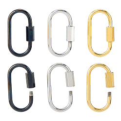 (52) Непрозрачная лаванда 6 шт. 3 цвета 304 подвески-замки с винтовым карабином из нержавеющей стали, для изготовления ожерелий, быстрые ссылки, овальные, разноцветные, 26x14x2 мм, Винт: 8x4 мм, 2 шт / цвет