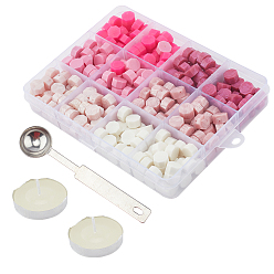 Pink CRASPIRE DIY Scrapbook Crafts, Including Sealing Wax Particles, Plastic Bead Containers, Stainless Steel Spoons and Candles, Pink, 9mm, 364pcs/set