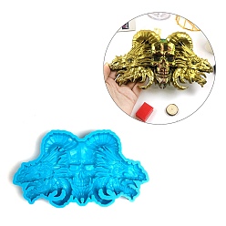 Deep Sky Blue DIY Dragon Skull Ornament Silicone Molds, Resin Casting Molds, For UV Resin, Epoxy Resin Craft Making, Deep Sky Blue, 205x118x19.5mm, Inner Diameter: 195x108mm