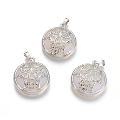 Опал Opalite подвески, с латунной фурнитурой платинового цвета, квартира с рукой хамсы/рукой мириам, 31x27.5x8.5 мм, отверстие : 6.5x4 мм