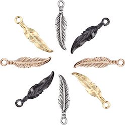 (52) Непрозрачная лаванда 8 шт. 4 цвета 304 подвески из нержавеющей стали, ионное покрытие (ip), перо, разноцветные, 25.5x6x2.5 мм, отверстие : 2 мм, 2 шт / цвет