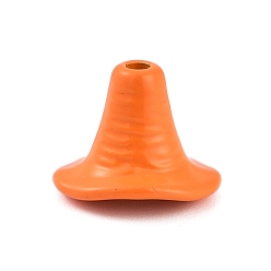 Оранжевый Тема Хэллоуина окрашенные распылением бусины из сплава, без свинца и без кадмия, ведьма шляпа, оранжевые, 8.5x11x8.5 мм, отверстие : 1.6 мм