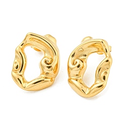 Золотой Ионное покрытие (ip) 304 серьги-гвоздики из нержавеющей стали, Twist овальные, золотые, 23x18 мм