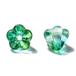 Зелено-Желтый Прозрачные бусины из чешского стекла, два тона, цветок, зеленый желтый, 6.5x5 мм, отверстие : 0.8 мм, около 357~363 шт / упаковка