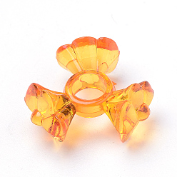 Оранжевый Прозрачные акриловые бусины, цветок, оранжевые, 19x20x10 мм, Отверстие : 5.2 мм , около 540 шт / 500 г