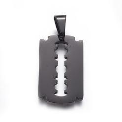 Черный Цвет Металла 304 подвески из нержавеющей стали, лезвие, металлический черный , 30x18x2 мм, отверстие : 9x4 мм