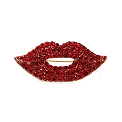 Золотой Красная брошь со стразами в виде губ, булавки из сплава для лацканов одежды рюкзака, золотые, 17x39 мм
