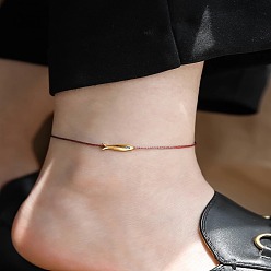 Светло-Вишневый Регулируемые браслеты на ногу из латунных плетеных бусин в форме рыб, золотые, светло-вишневый, внутренний диаметр: 2-1/2 дюйм (65 мм)