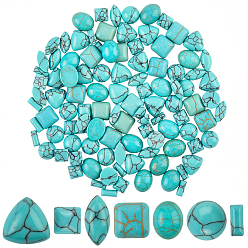 Темный Голубой 112шт. 7 стили окрашенные синтетические бирюзовые кабошоны, разнообразные, темные голубые, 6~10x3~9.5x2~4 мм, 16 шт / стиль