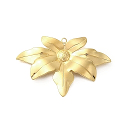 Золотой 304 подвески из нержавеющей стали, очарование листа, золотые, 26x40x2.5 мм, отверстие : 1.4 мм