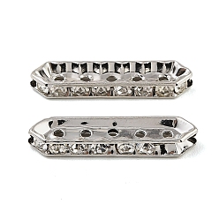 Платина Латунные хрустальные стразы, разделительные планки, 5-луночное, шестиугольник, платина, 35x4x9 мм, отверстие : 2 мм