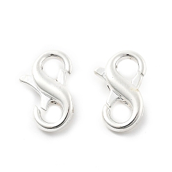 Серебро Карабин-лобстеры, латунные, серебряные, 16x9.5x4.5 мм, отверстие : 4.5x3.5 мм