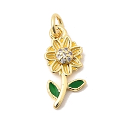 Настоящее золото 18K Латунные микро проложить кубического циркония подвески, с эмалью, , долговечный, без кадмия и без свинца, стойки покрытие, реальный 18 k позолоченный, 17.5x8x2.5 мм, Перейти кольцо: 5x1 мм, внутренний диаметр: 3 мм