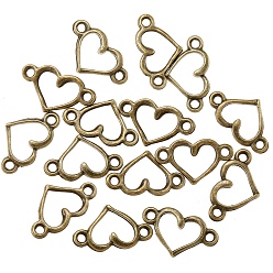 Античная Бронза Подвески из полого соединителя из сплава, сердце, античная бронза, 8x14.5 мм, отверстие : 1 мм
