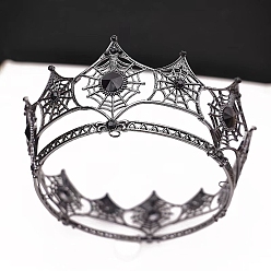 Черный Цвет Металла Резинки для волос из сплава паутины, корона, аксессуары для волос для женщин и девочек, металлический черный , 150x70 мм