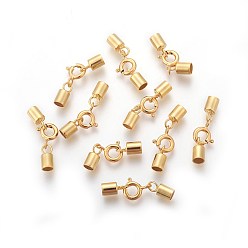 Real 18K Gold Plated 925 Sterling Silver Spring Ring Clasps, with Cord Ends, Real 18K Gold Plated, 22.5~23.5mm, Inner Size: 3mm
