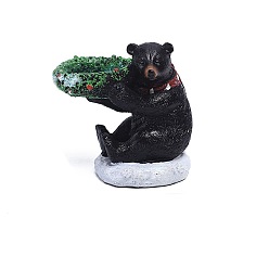 Черный Рождественский медведь подсвечник домашний креативный декор, изделия из смолы в европейском стиле имитация животных маленькие украшения, чёрные, 85x65x90 мм