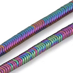 (966) Внутренний цвет Кристалл / Лиловато-лиловый на подкладке Гальванические нити из синтетических немагнитных гематитовых бусин, волнистый диск, с покрытием цвета радуги, 6x1.5 мм, отверстие : 1 мм, около 330 шт / нитка, 15.75'' (40 см)