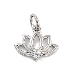 Платина Подвески из латуни с покрытием из прозрачного кубического циркония, с целью перехода в кольце, долговечный, без свинца и без кадмия, , платина, 10.5x12.5x2.5 мм, отверстие : 3 мм