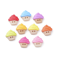 (52) Непрозрачная лаванда 2-отверстие кнопки акриловые, чашка торт, разноцветные, 16x15.5x4 мм, отверстие : 1.5 мм