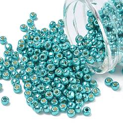 (PF569) PermaFinish Turquoise Metallic Тохо 6/0 круглые бусины, японский бисер, (pf 569) перманентный бирюзовый металлик, 4 мм, отверстие : 1.5 мм, Около 840 шт / 50 г