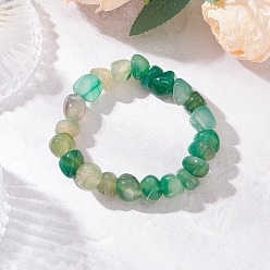Зеленый Браслеты из натуральных агатовых самородков с бусинами для мужчин и женщин, зелёные, внутренний диаметр: 2-1/8 дюйм (5.25 см)