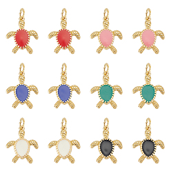 (52) Непрозрачная лаванда 12 шт. 6 цвета латунные подвески, с эмалью, черепаха, золотые, разноцветные, 16.5x13.5x2 мм, отверстие : 4 мм, 2 шт / цвет