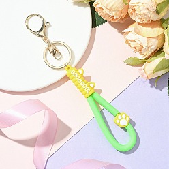 Зеленый газон Брелок из ПВХ и сплава железа с застежкой-клешней в виде кошачьей лапы, зеленый газон, 180 мм
