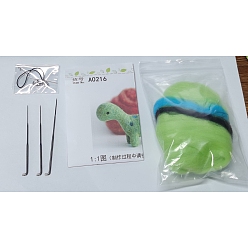 Lime Green Cartoon Dinosaur Shape Needle Felting Starter Kit, with Needles & Phone Strap, Needle Felting Kit for Beginners Arts, Lime Green, Needles: 86x5.5x1.8mm & 78x5.5x1.8mm