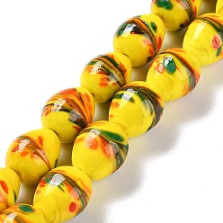 Золотистый Бусы лэмпворк ручной работы, яйцо динозавра, золотые, 16.5x13.5 мм, отверстие : 1.4 мм, около 30 шт / нитка, 19.29'' (49 см)